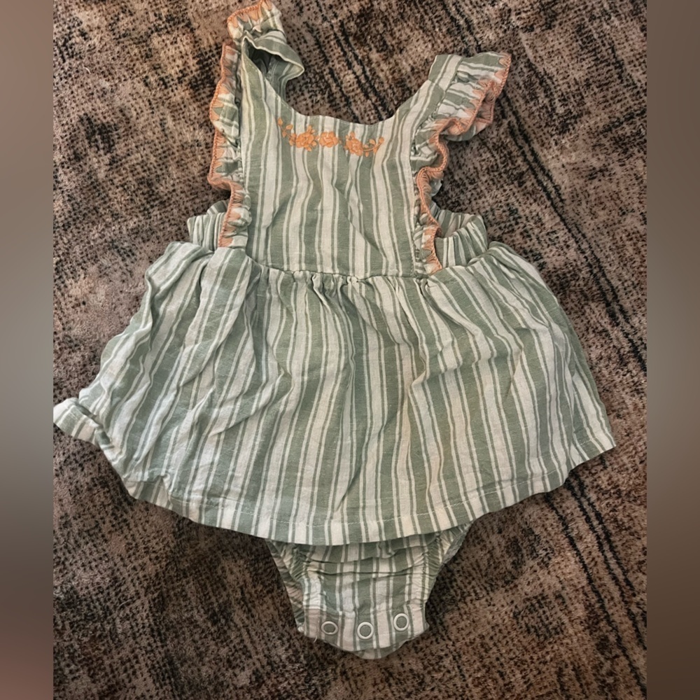 4/$20 Carter’s Striped Green Baby Dress with Ruffles 9 Months